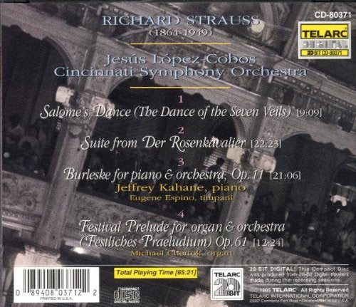 STRAUSS, R: DER ROSENKAVALIER SUITE; SALOME'S DANCE; BURLESKE; FESTIVAL PRELUDE FOR ORGAN - Lopez-Cobos, Cincinnati Symphony Orchestra
