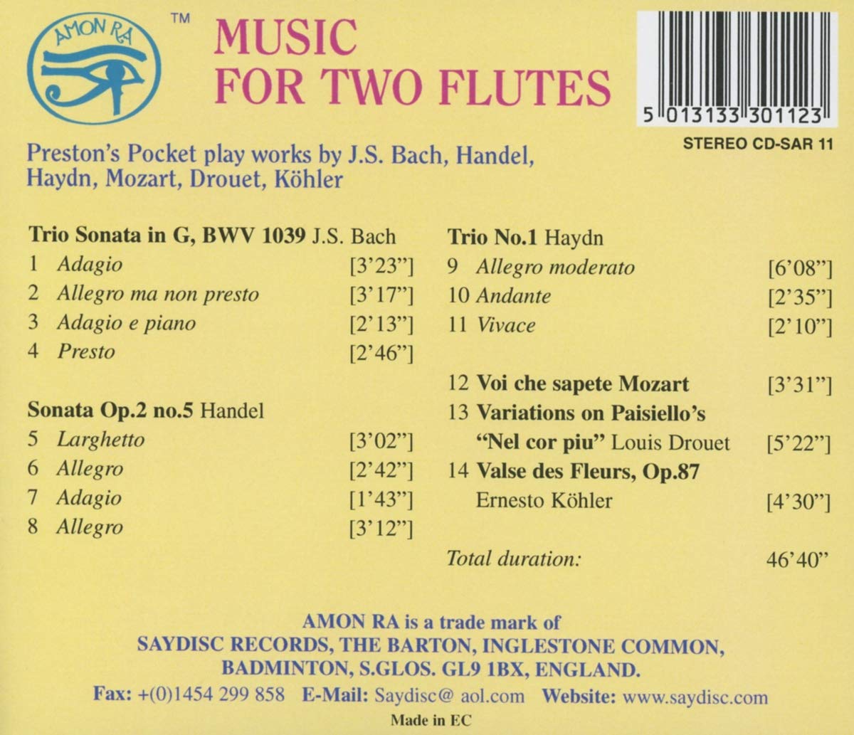 Music for Two Flutes: Preston's Pocket