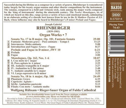 RHEINBERGER: ORGAN WORKS, VOLUME 7 - WOLFGANG RUBSAM