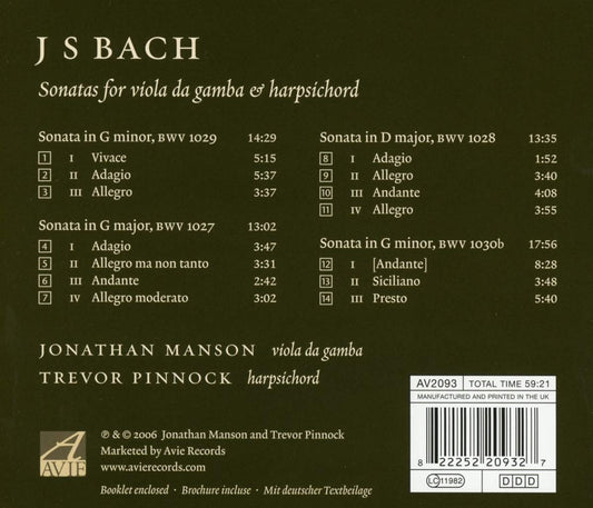 Bach: Sonatas for Viola da Gamba - Trevor Pinnock, Jonathan Manson