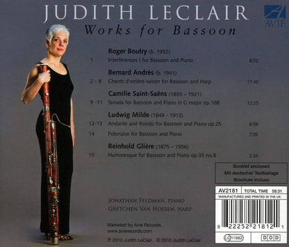 Judith Leclair: Works for Bassoon with piano or harp - Judy Leclair, Gretchen van Hoesen, Jonathan Feldman