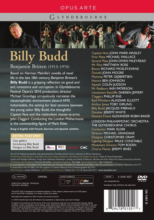 BRITTEN: Billy Budd - Glyndebourne Chorus, London Philharmonic, Mark Elder (2 DVD)