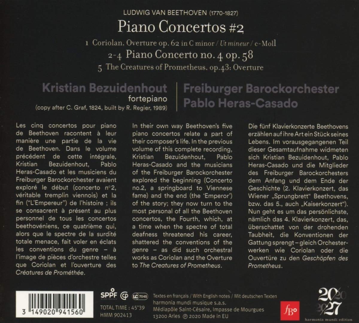 BEETHOVEN: PIANO CONCERTO NO. 4 & OVERTURES - Kristian BEZUIDENHOUT