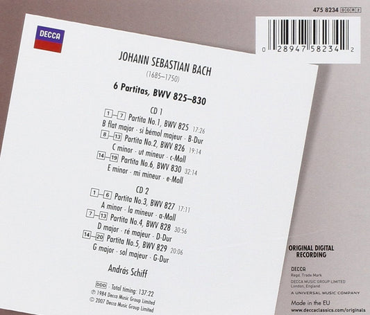 BACH, J.S.: 6 PARTITAS - ANDRAS SCHIFF (2 CDS)