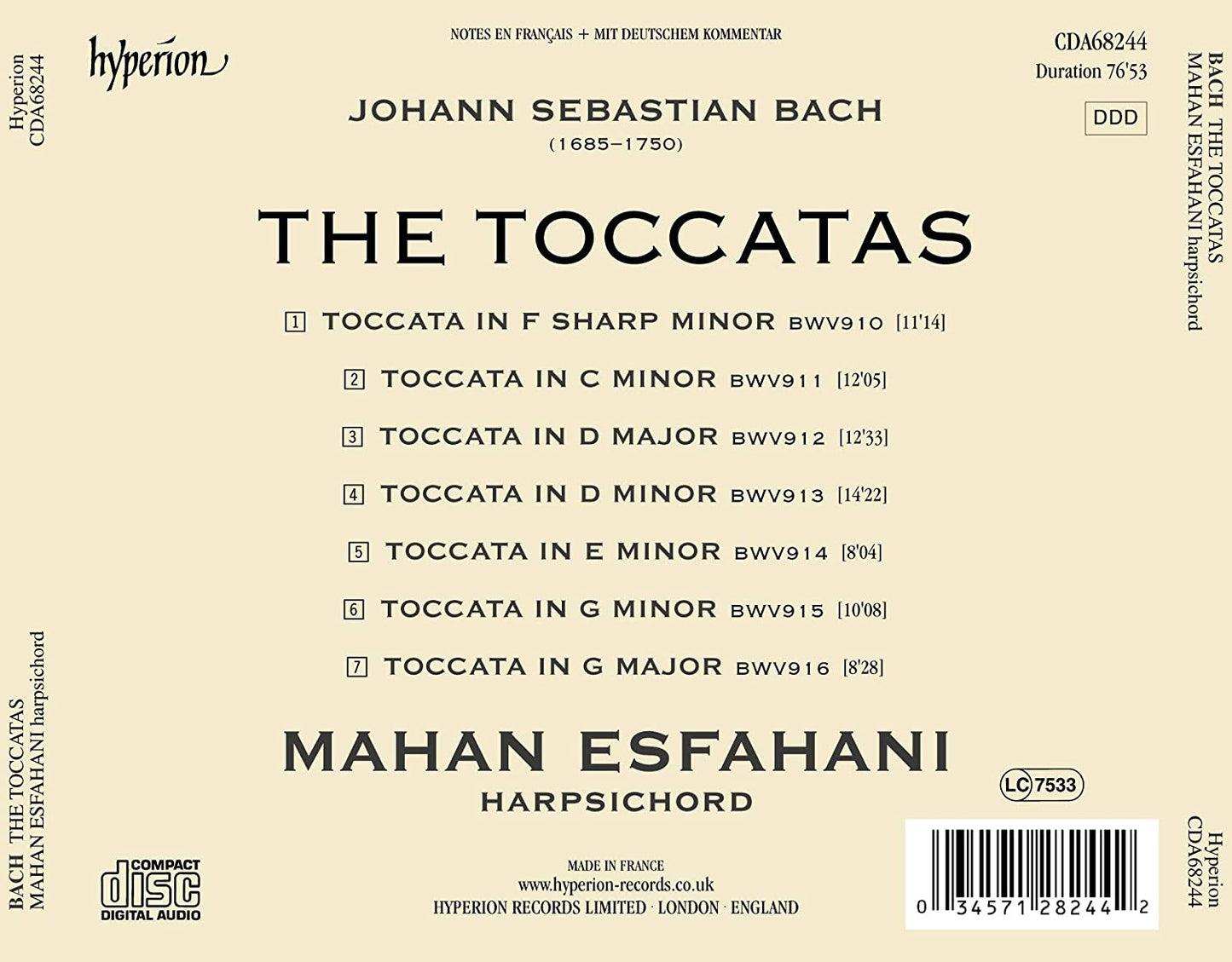 Bach: Toccatas - Mahan Esfahani