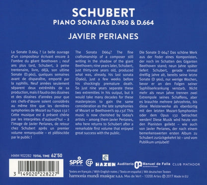 SCHUBERT: PIANO SONATAS D960 & D664 - JAVIER PERIANES