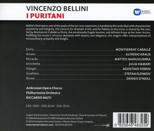 Bellini: I Puritani - Caballe, Kraus, Muti (3 CDs)