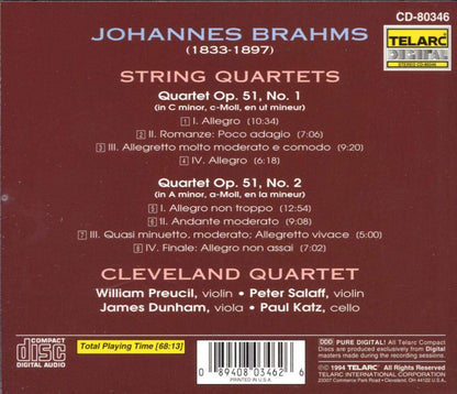 BRAHMS: STRING QUARTETS OP. 51, NO. 1 & 2 - Cleveland Quartet