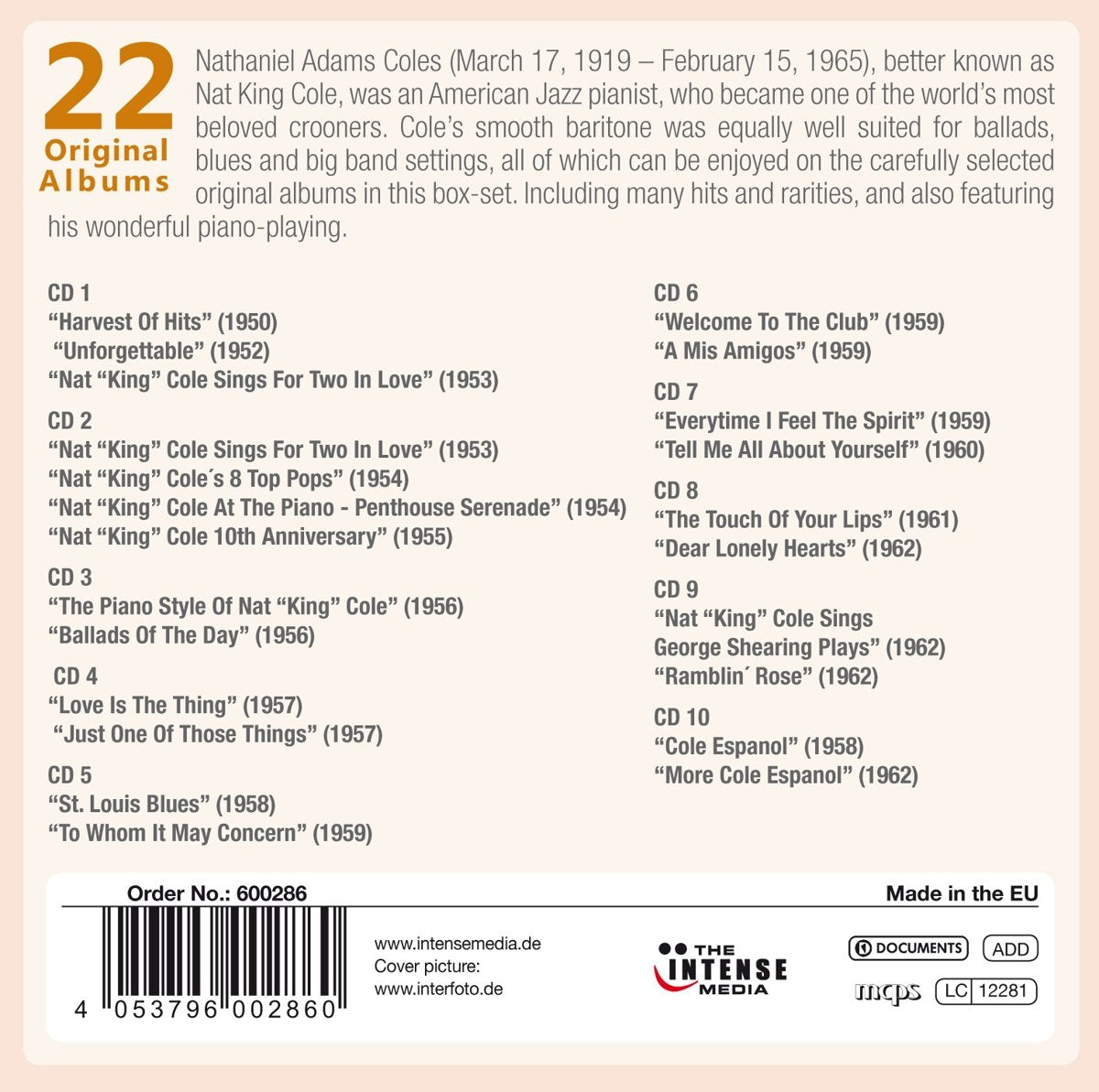 NAT "KING" COLE - MILESTONES OF A LEGEND (10 CDs) – ClassicSelect World