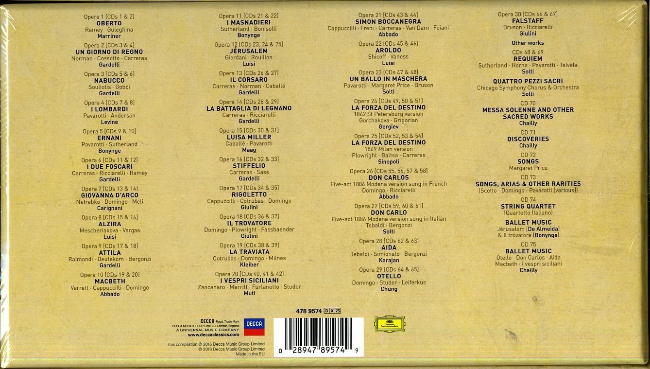 クラシック 94. VERDI THE COMPLETE WORKS VERDI: THE COMPLETE WORKS (75 CDs) – ClassicSelect World