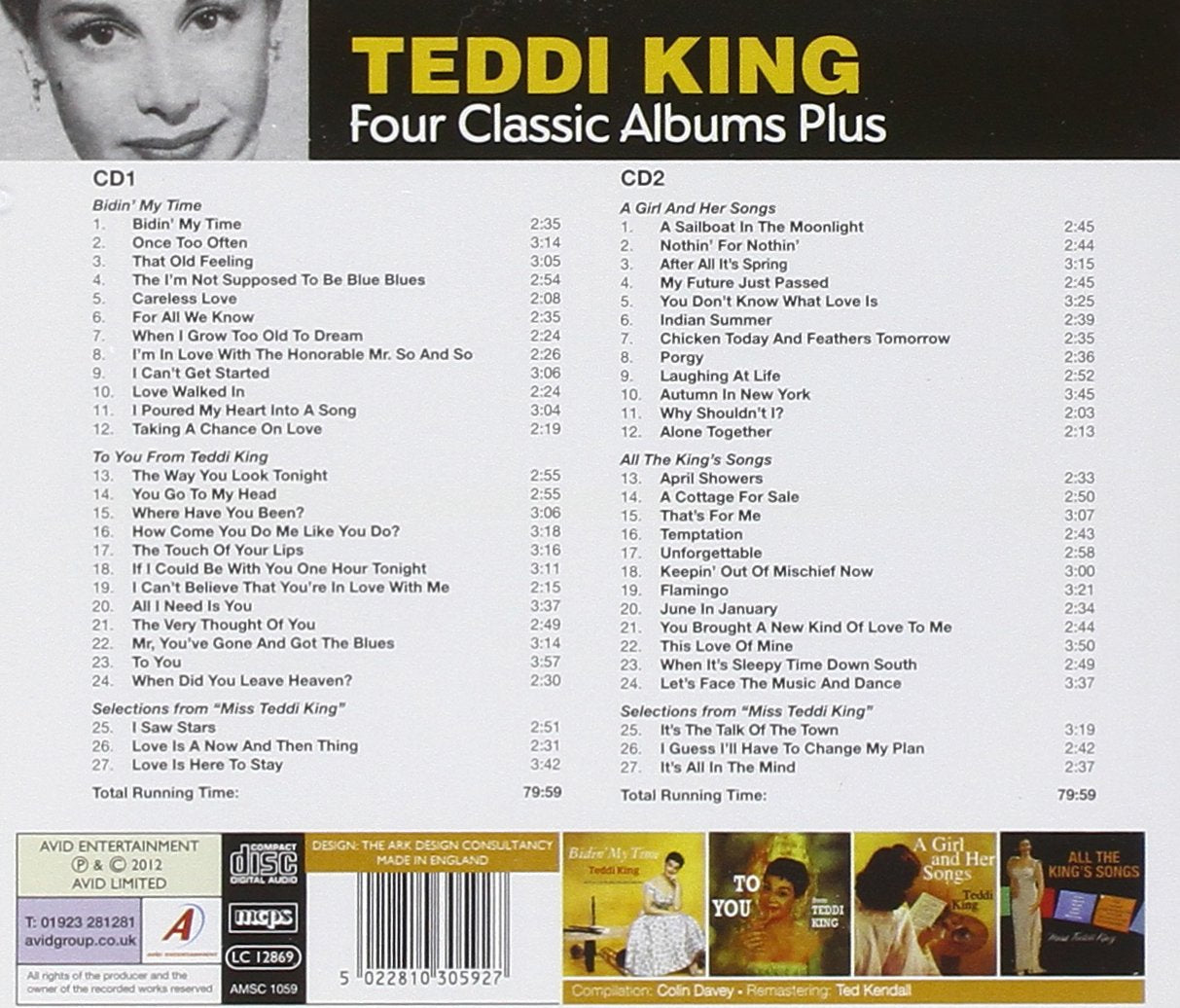 TEDDI KING: FOUR CLASSIC ALBUMS PLUS (BIDIN’ MY TIME / TO YOU FROM TEDDI KING / A GIRL AND HER SONGS / ALL THE KING’S SONG) (2CD)