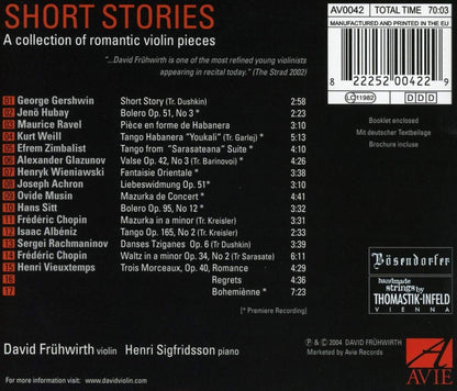 Short Stories - A Collection of Short Romantic Violin Pieces: David Fruhwirth, Henri Sigfridsson