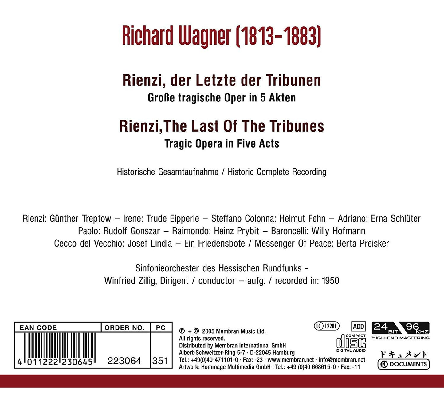 WAGNER: RIENZI (4 CDS)