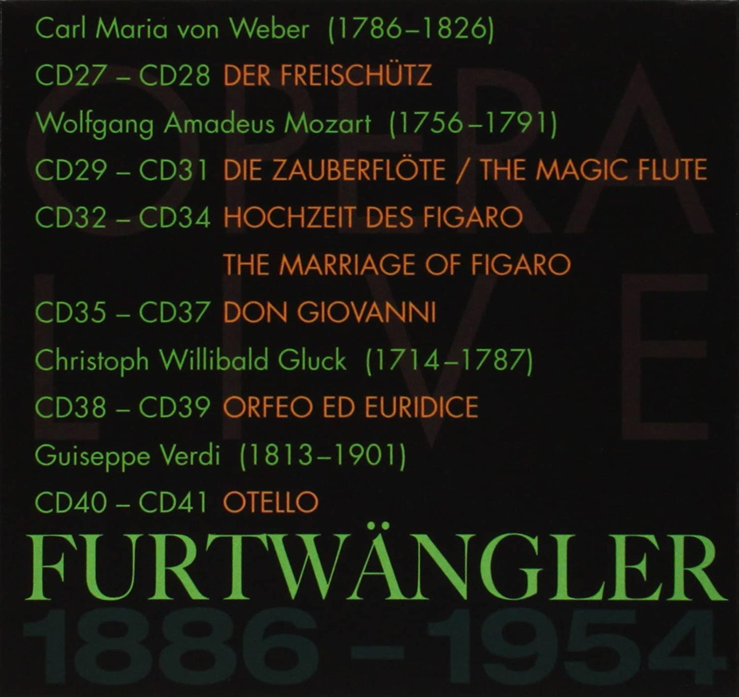 WILHELM FURTWANGLER CONDUCTS OPERA LIVE (41 CDS)