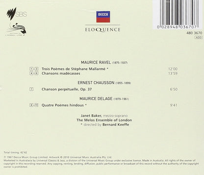 FRENCH SONGS (RAVEL, CHAUSSON, DELAGE) - JANET BAKER, MELOS ENSEMBLE