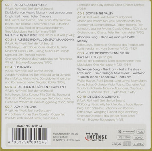 BERTOLT BRECHT & KURT WEILL: COMPLETE RECORDINGS (10 CDS)