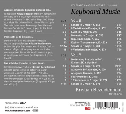 MOZART: Keyboard Music 8 & 9 - Kristian Bezuidenhout (2 CDS)