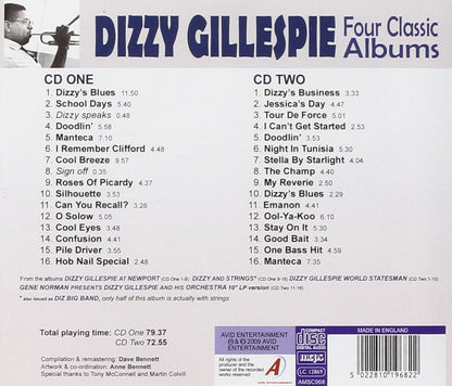 DIZZY GILLESPIE: FOUR CLASSIC ALBUMS (DIZZY GILLESPIE AT NEWPORT / DIZZY AND STRINGS / DIZZY GILLESPIE WORLD STATESMEN / GENE NORMAN PRESENTS DIZZY GILLESPIE AND HIS ORCHESTRA) (2CD)