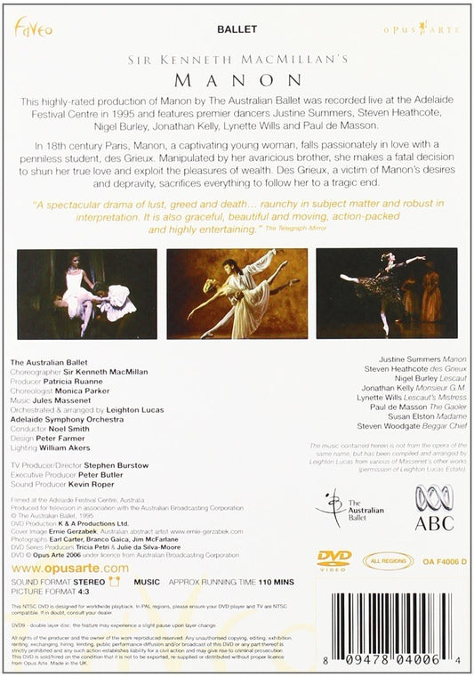 MASSENET: Manon - Australian Ballet