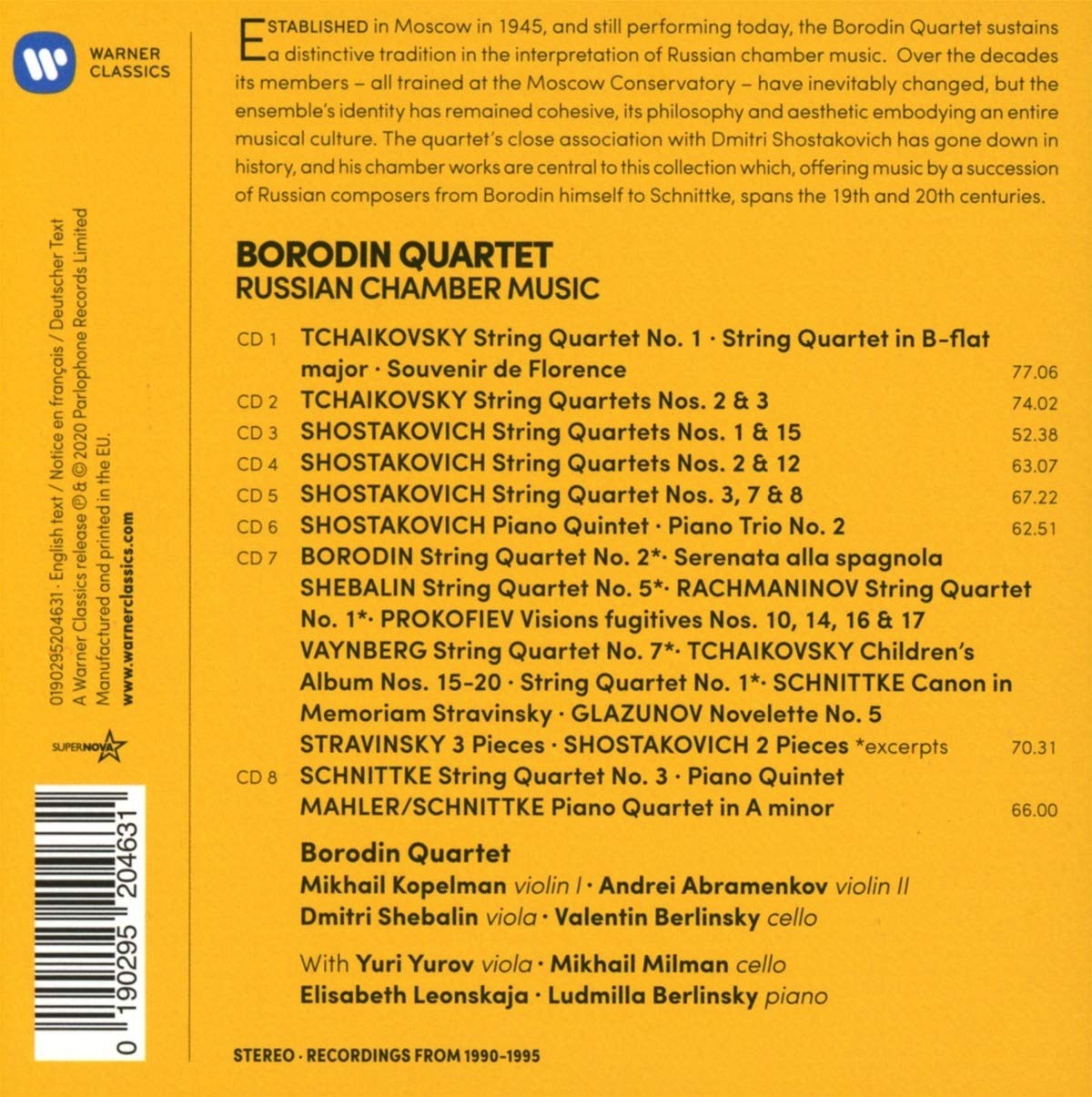 RUSSIAN CHAMBER MUSIC - BORODIN STRING QUARTET (8 CDS