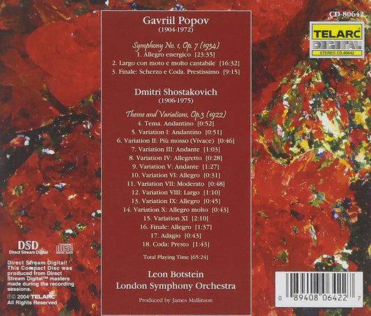 POPOV: SYMPHONY NO.1, OP.7; SHOSTAKOVICH: THEME AND VARIATION, OP. 3 - Leon Botstein, London Symphony Orchestra