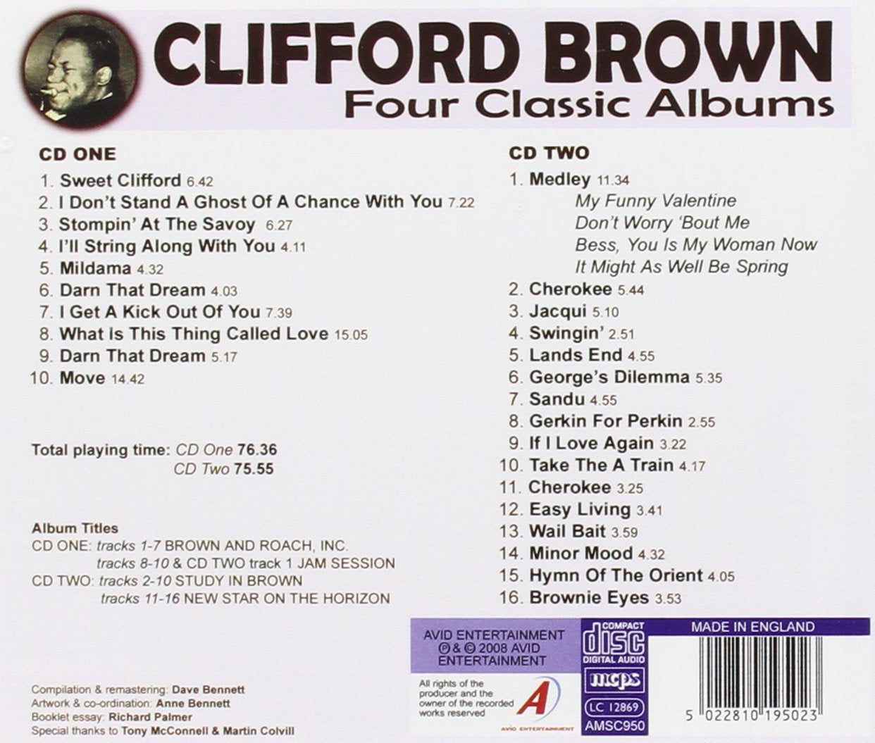 CLIFFORD BROWN: FOUR CLASSIC ALBUMS (BROWN AND ROACH INC / JAM SESSION / STUDY IN BROWN / NEW STAR ON THE HORIZON) (2CD)