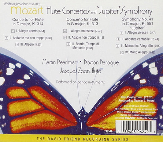 MOZART: FLUTE CONCERTOS, SYMPHONY NO. 41 "JUPITER" - Jacques Zoon, Boston Baroque, Martin Pearlman