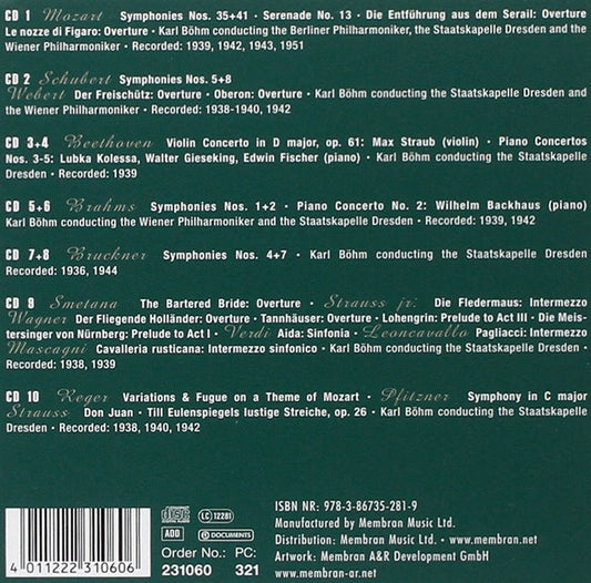 Karl Böhm: Portrait - Berliner Philharmoniker, Wiener Philharmoniker, Staatskapelle Dresden (10 CDs)