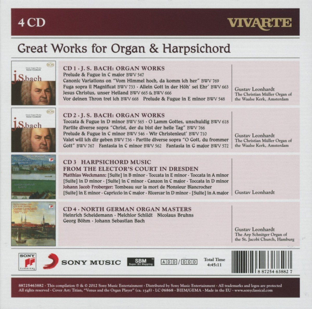 GREAT WORKS for ORGAN & HARPSICHORD - Gustav Leonhardt (4 CDs)