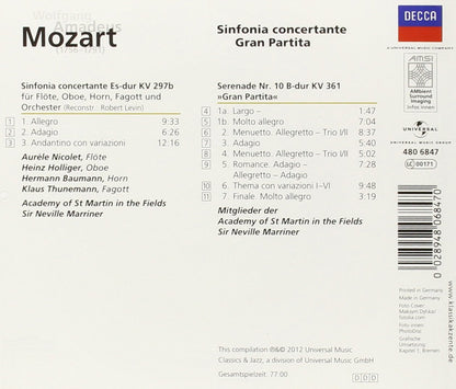 MOZART: SINFONIA CONCERTANTE, GRAN PARTITA - ACADEMY OF ST. MARTIN IN THE FIELDS, MARRINER