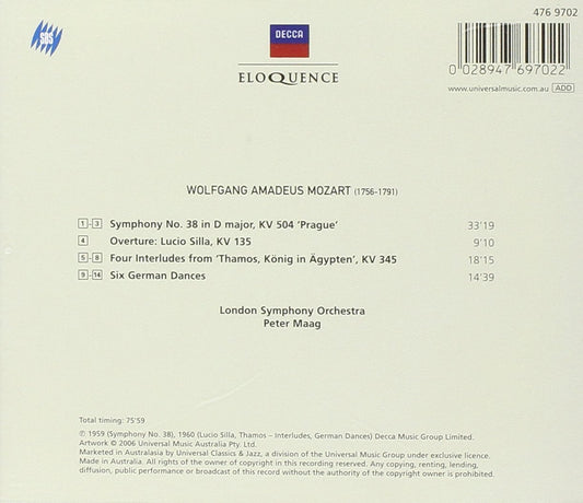 MOZART: Symphony No. 38; Thamos: Interludes; German Dances - Peter Maag, London Symphony