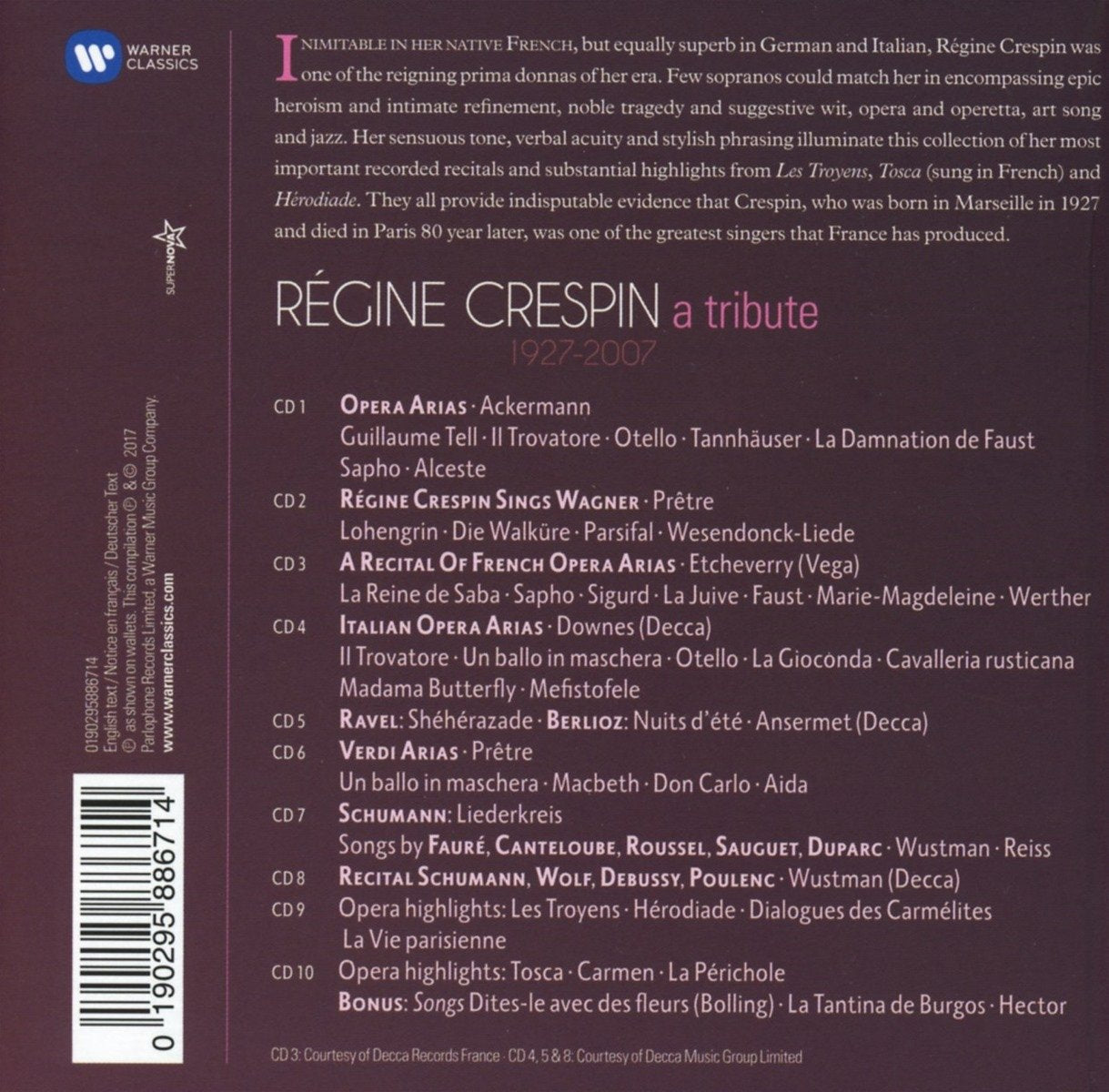 Regine Crespin: Portrait (10 CDs)