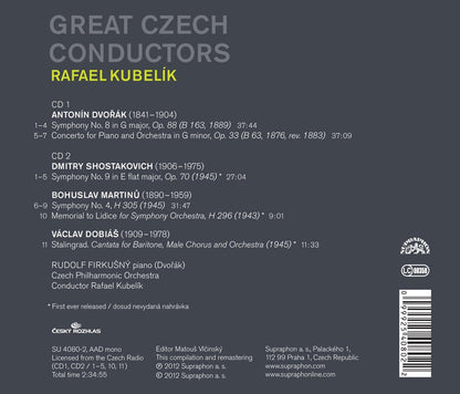 RAFAEL KUBELIK: GREAT CZECH CONDUCTORS (DVORÁK/SHOSTAKOVICH/MARTINU/DOBIAS) 2 CDS