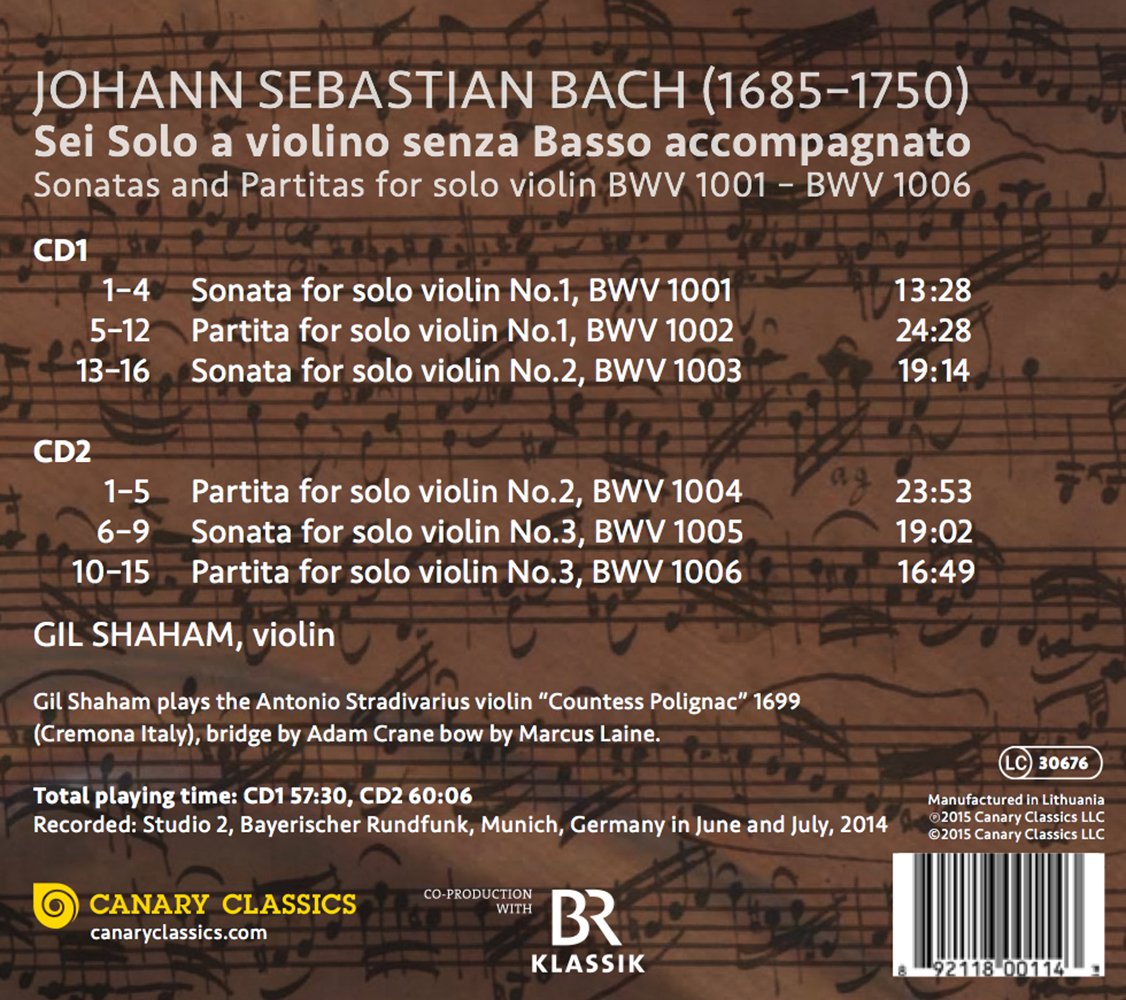 BACH: Sonatas and Partitas for Solo Violin - Gil Shaham (2 CDs)