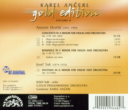 DVORAK & SUK: Works for Violin and Orchestra - Josef Suk, Karel Ancerl, Czech Philharmonic (Ancerl Gold, Vol. 8)