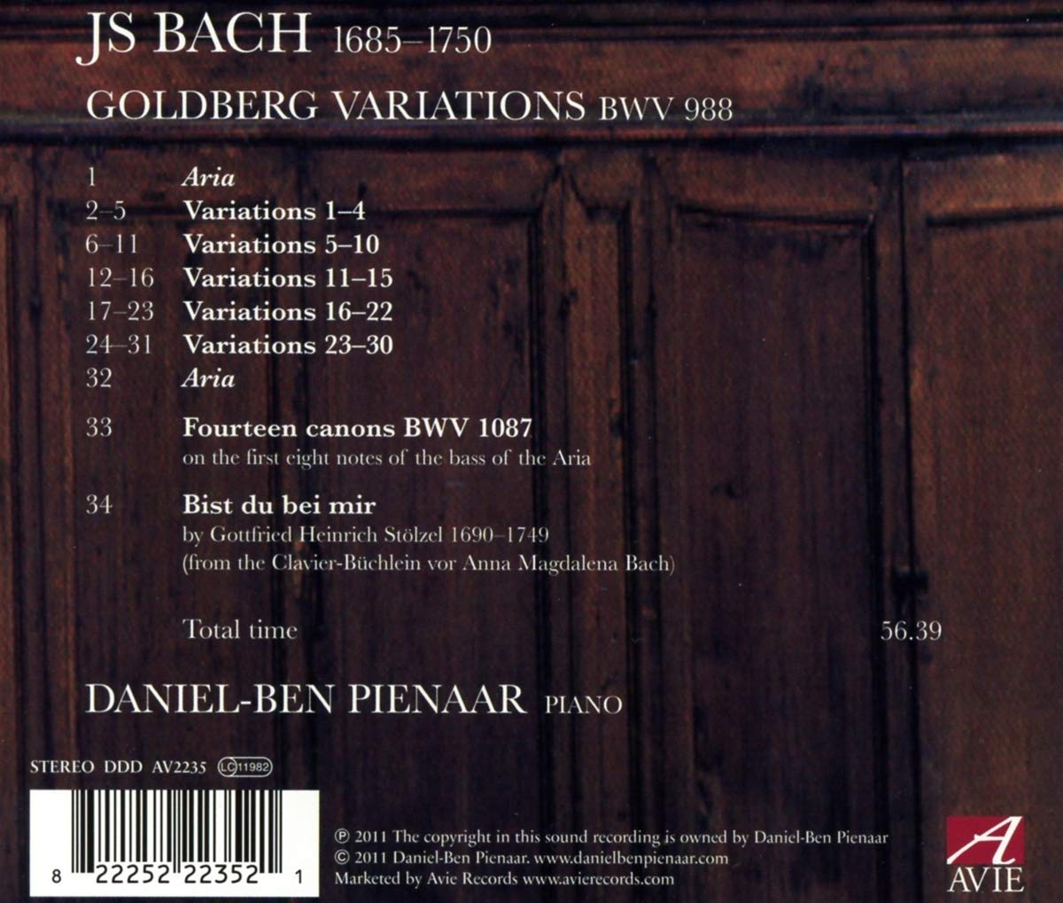 BACH: Goldberg Variations; 14 Canons, BWV 1087 - Daniel-Ben Pienaar