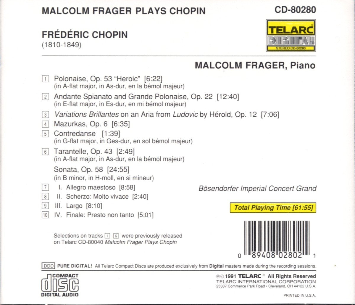 CHOPIN: MALCOLM FRAGER PLAYS CHOPIN