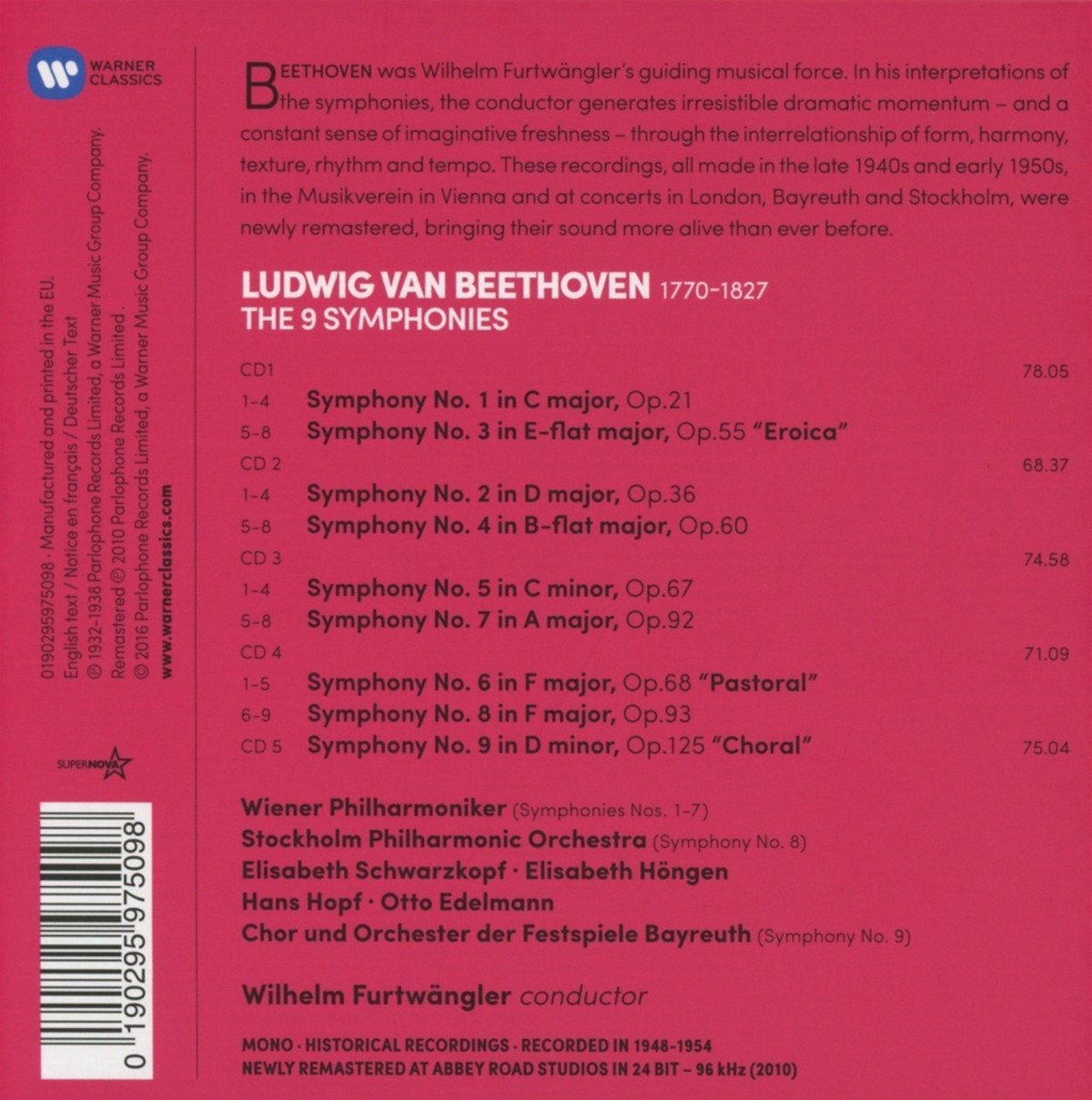 Beethoven: 9 Symphonies - Furtwangler (5 CDs)