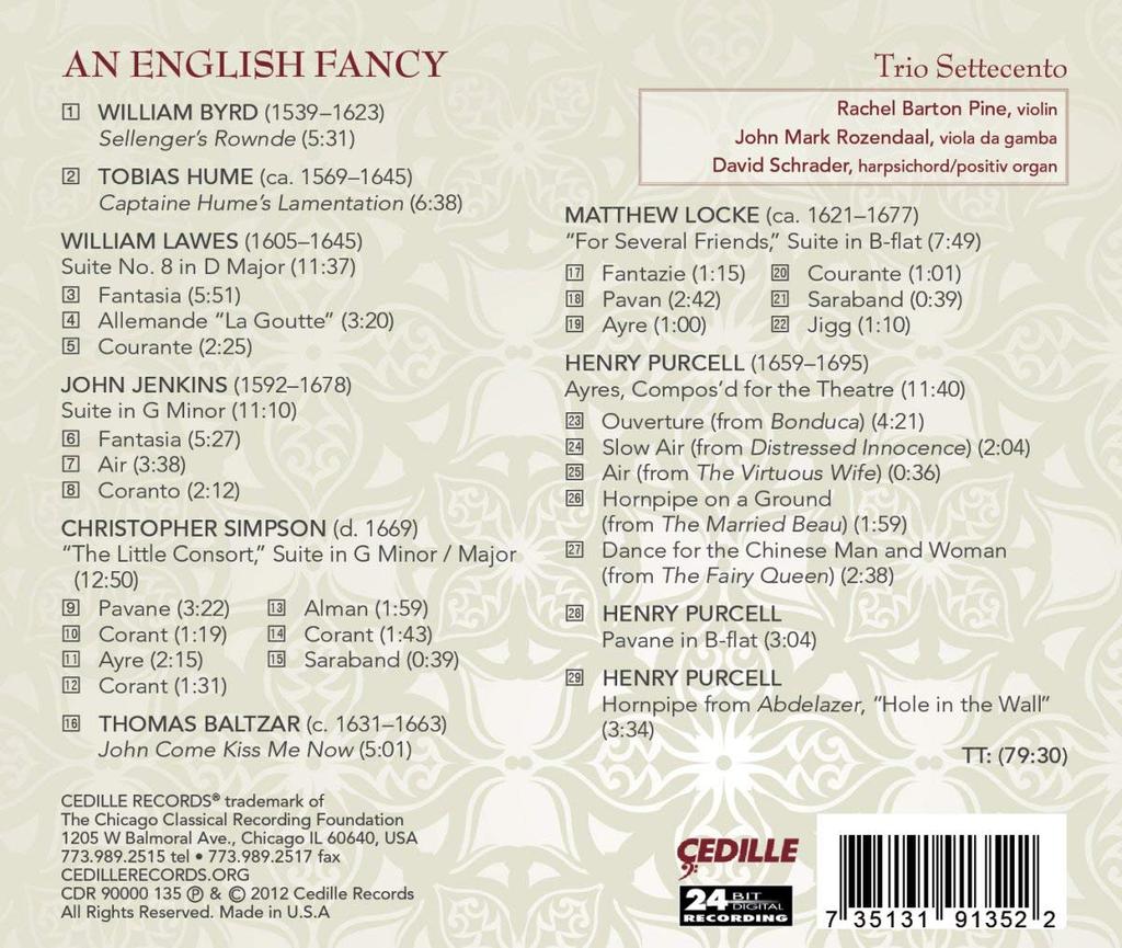 AN ENGLISH FANCY - TRIO SETTECENTO
