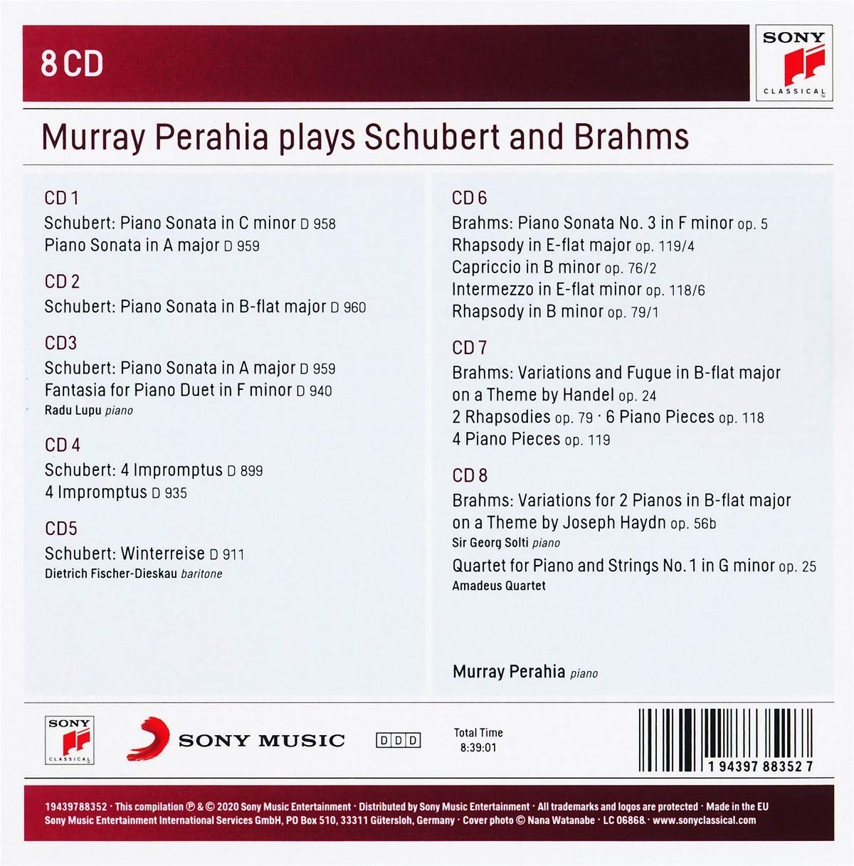 PERAHIA PLAYS BRAHMS & SCHUBERT (8 CDs)