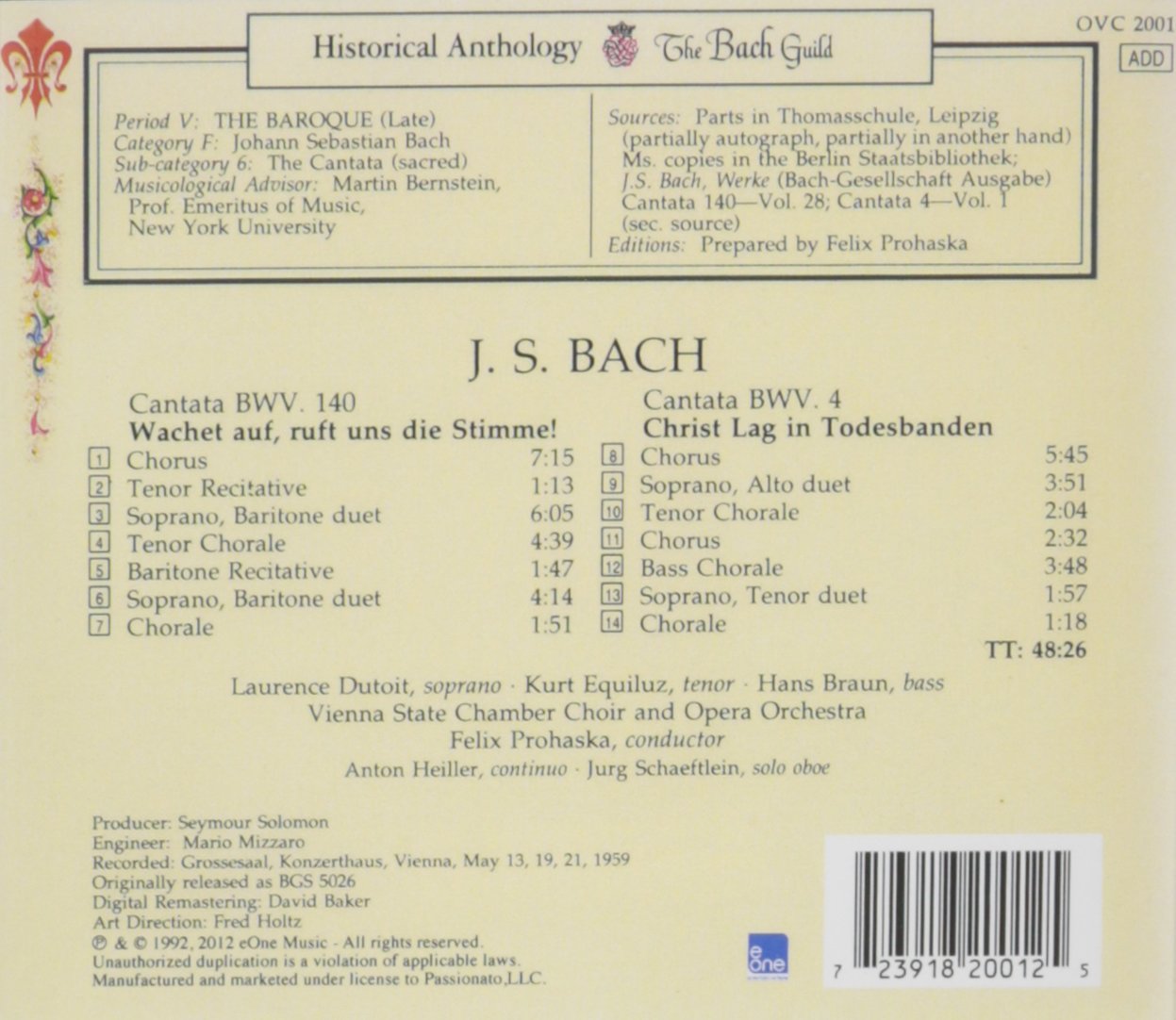 PROHASKA,　BWV　CANTATAS　BWV　OR　VIENNA　World　STATE　OPERA　–　ClassicSelect　BACH,　140