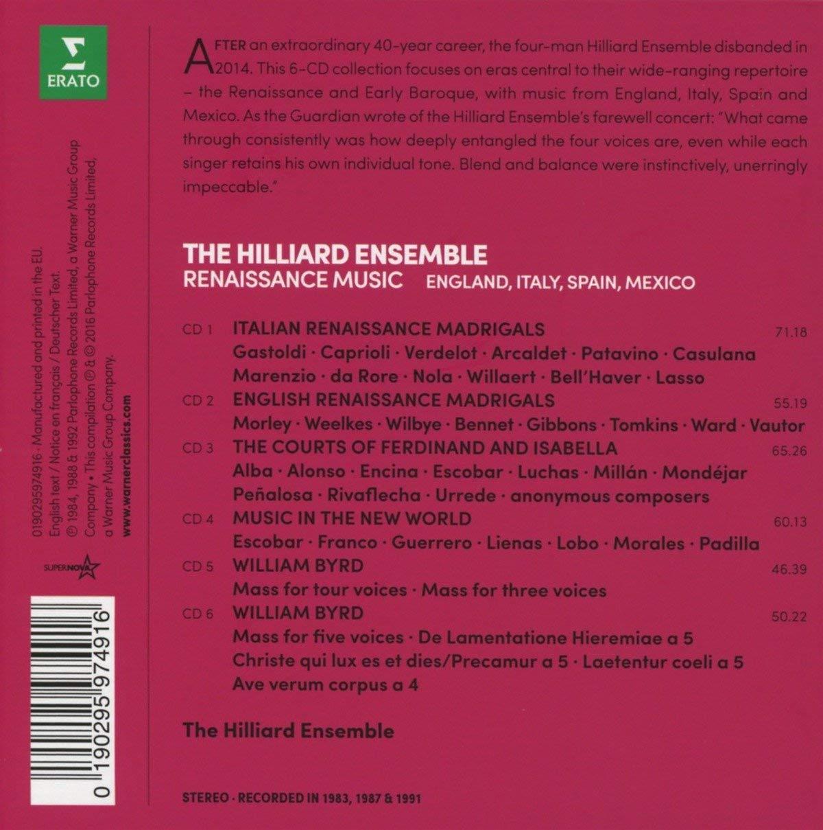 HILLIARD ENSEMBLE: Vocal Music of the Renaissance from England, Italy, Spain & Mexico (6 CDS)