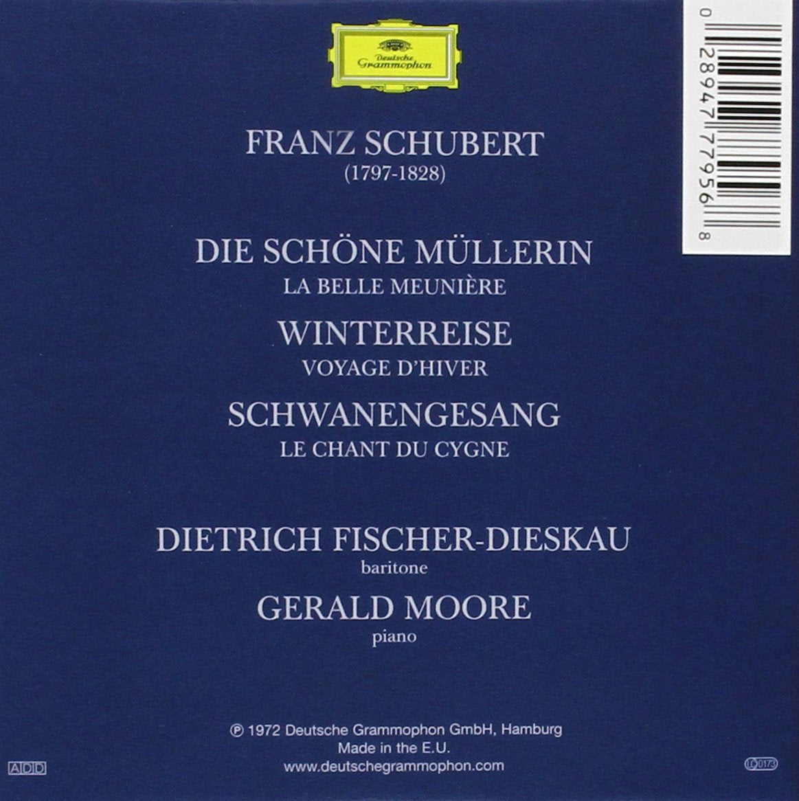 SCHUBERT: SONG CYCLES (Die Schone Mullerin, Winterreise, Schwanengesang) - Dietrich Fischer-Dieskau, Gerald Moore (3 CDs)