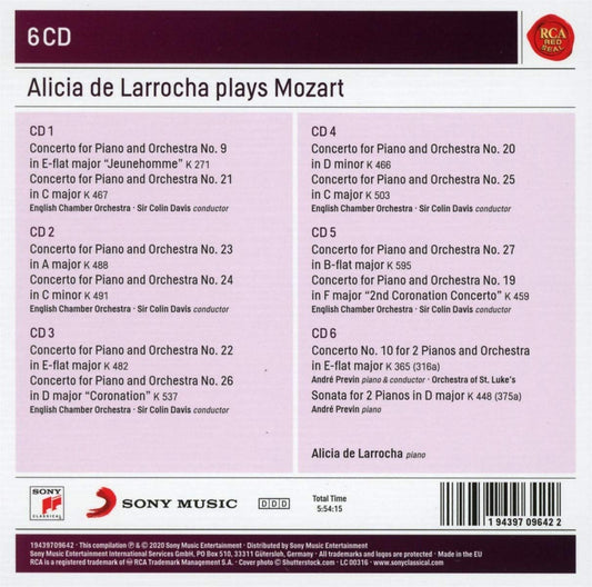 ALICIA DE LARROCHA PLAYS MOZART (6 CDS)