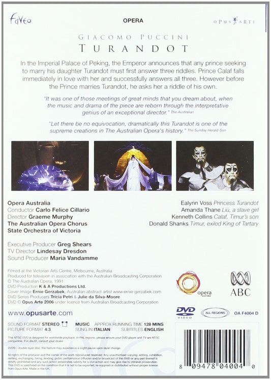 PUCCINI: Turandot - State Orchestra of Victoria, Cillario (DVD)