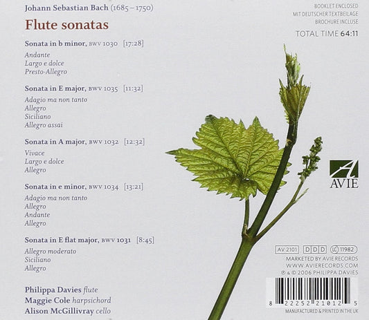 BACH: Flute Sonatas -  Philippa Davies, Maggie Cole, Allison McGillivray