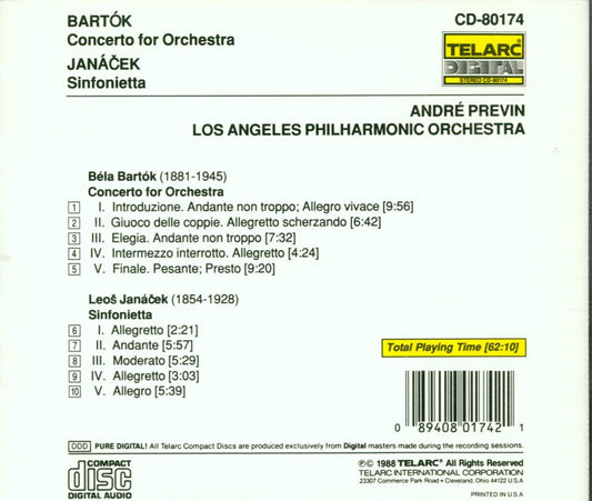 BARTOK: CONCERTO FOR ORCHESTRA; /JANACEK: SINFONIETTA - Andre Previn, Los Angeles Philharmonic