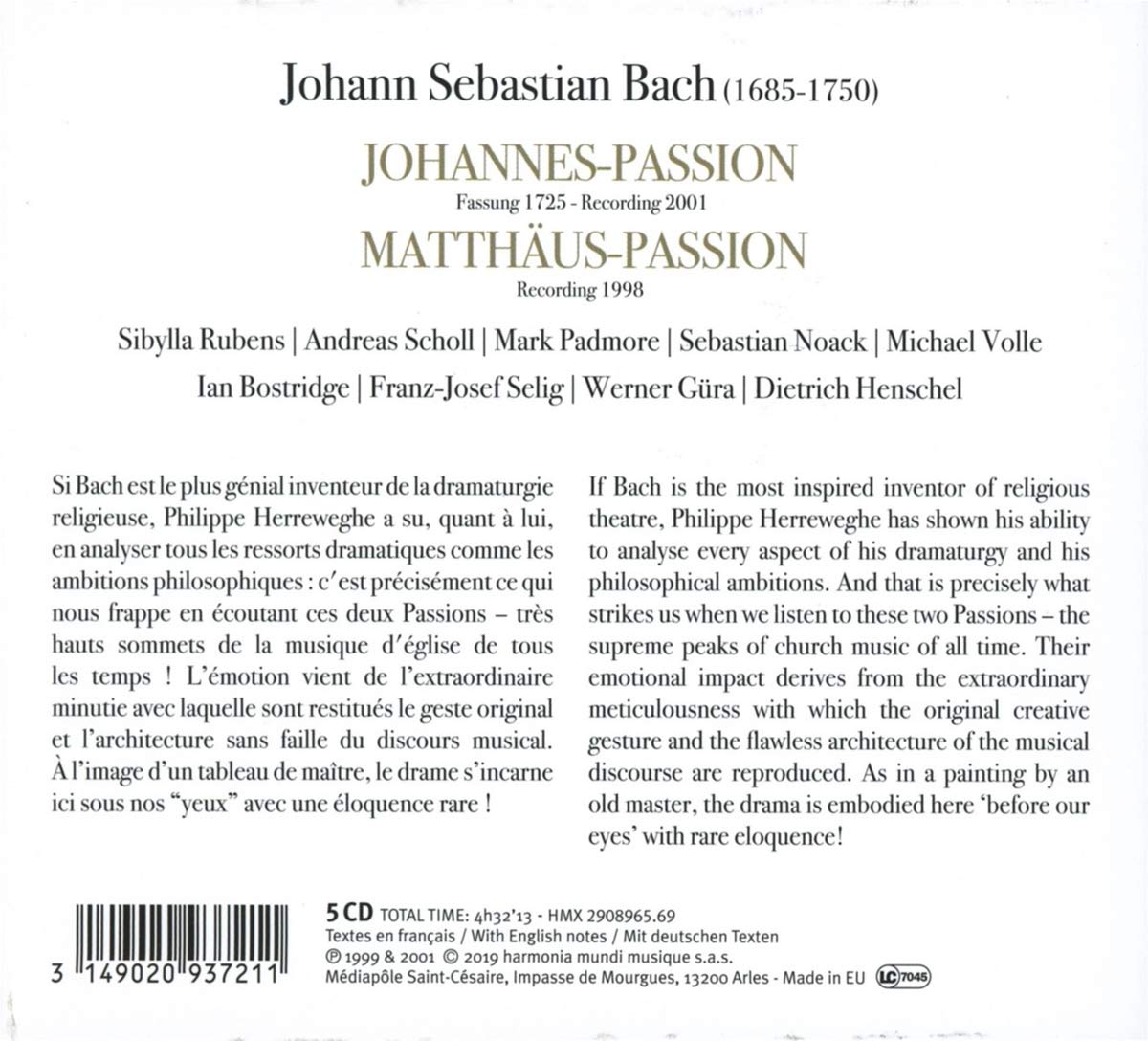 Bach: The St. John & St. Matthew Passions - Philippe Herreweghe, Collegium Vocale Gent (5 CDs)