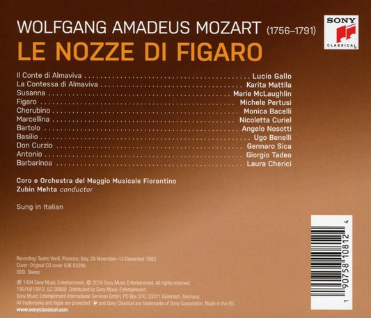 MOZART: LE NOZZE DI FIGARO, K. 492 - MEHTA, CORO E ORCHESTRA DEL MAGGIO MUSICALE FIORENTINO