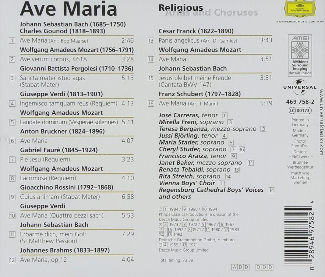 AVE MARIA - RELIGIOUS ARIAS AND CHORUSES